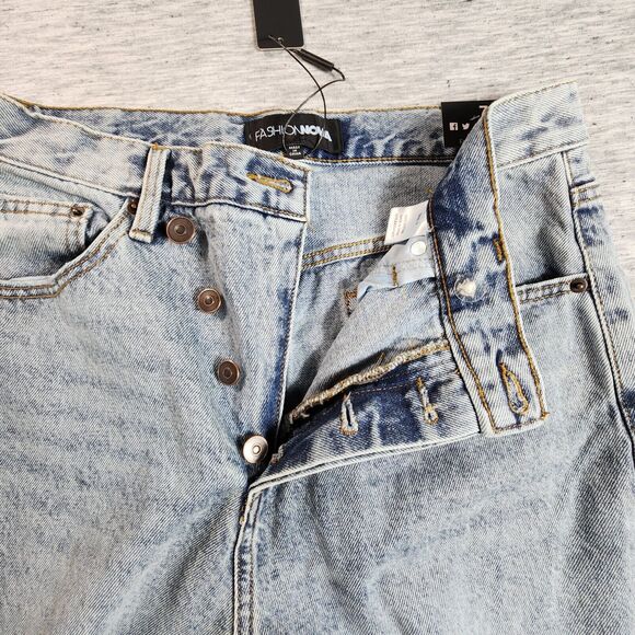 Fashion Nova Mom Jeans High Waist Straight Leg Denim Pants Juniors Size 7 - Picture 6 of 7